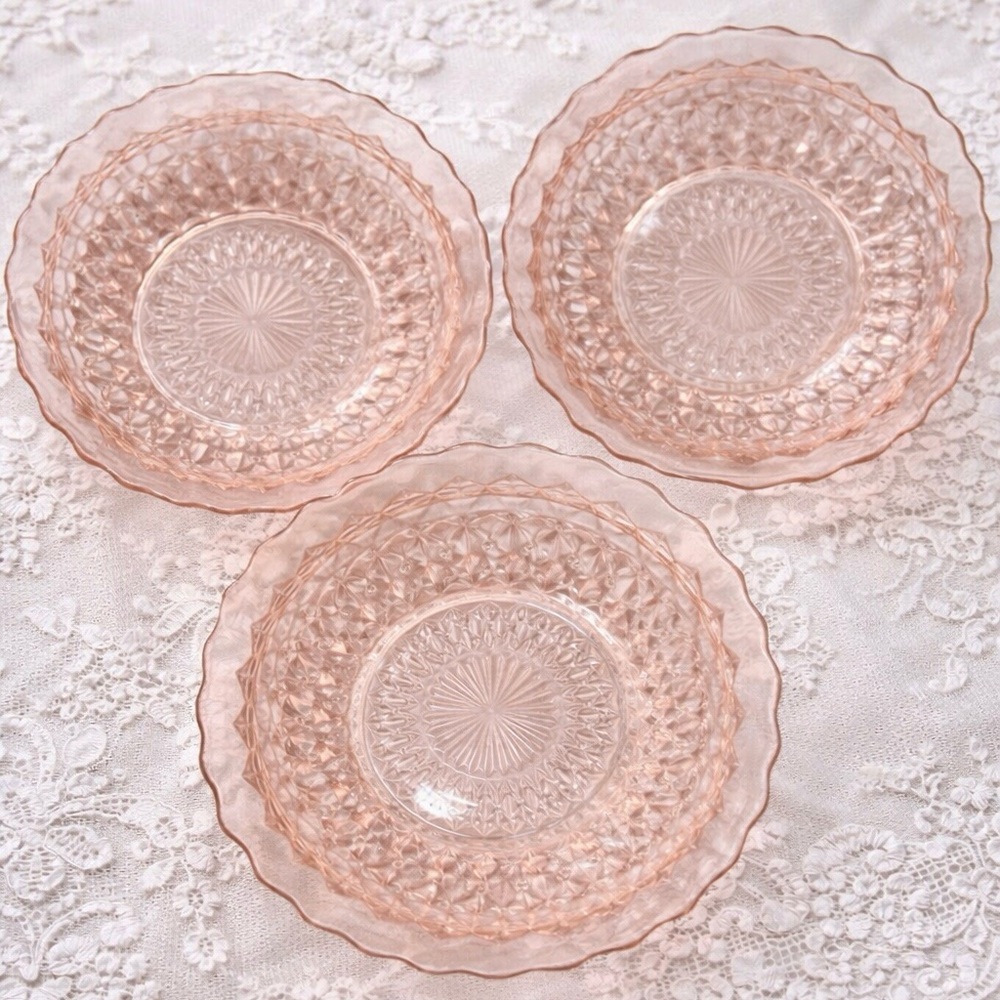 Depression Era Elegant Pink Glass 8” Scalloped Rimmed Bowls
